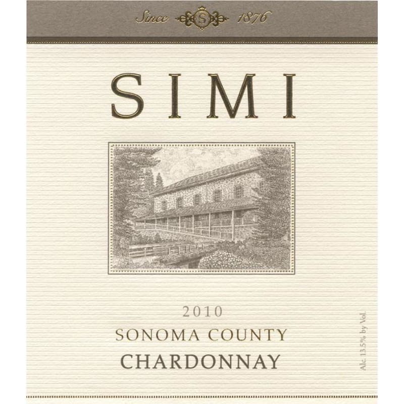 Simi Sonoma County Chardonnay 2010 Front Label