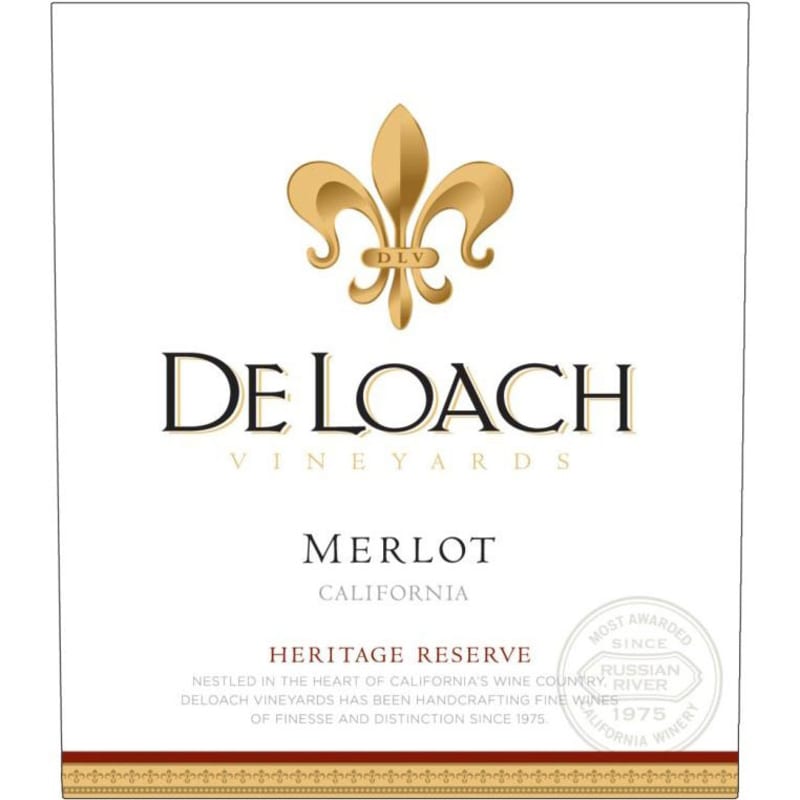 DeLoach Heritage Reserve Merlot 2010 Front Label