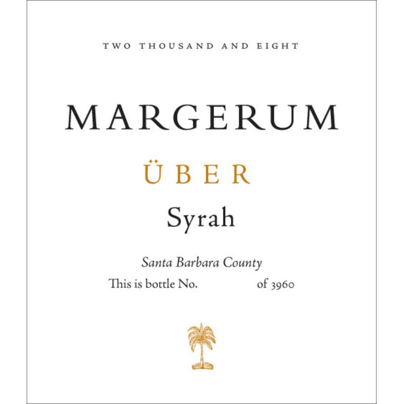 Margerum Uber Syrah 2008 Front Label