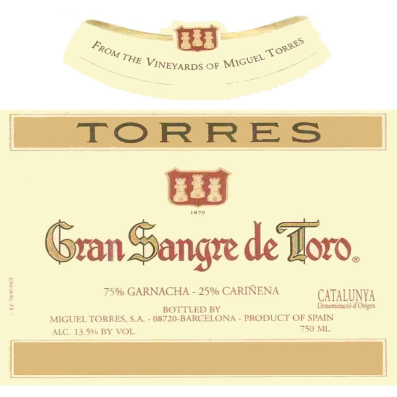 Torres Gran Sangre de Toro 2008 Front Label
