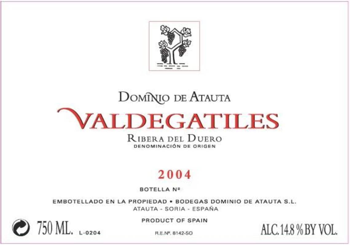 Dominio de Atauta Valdegatiles 2004 Front Label