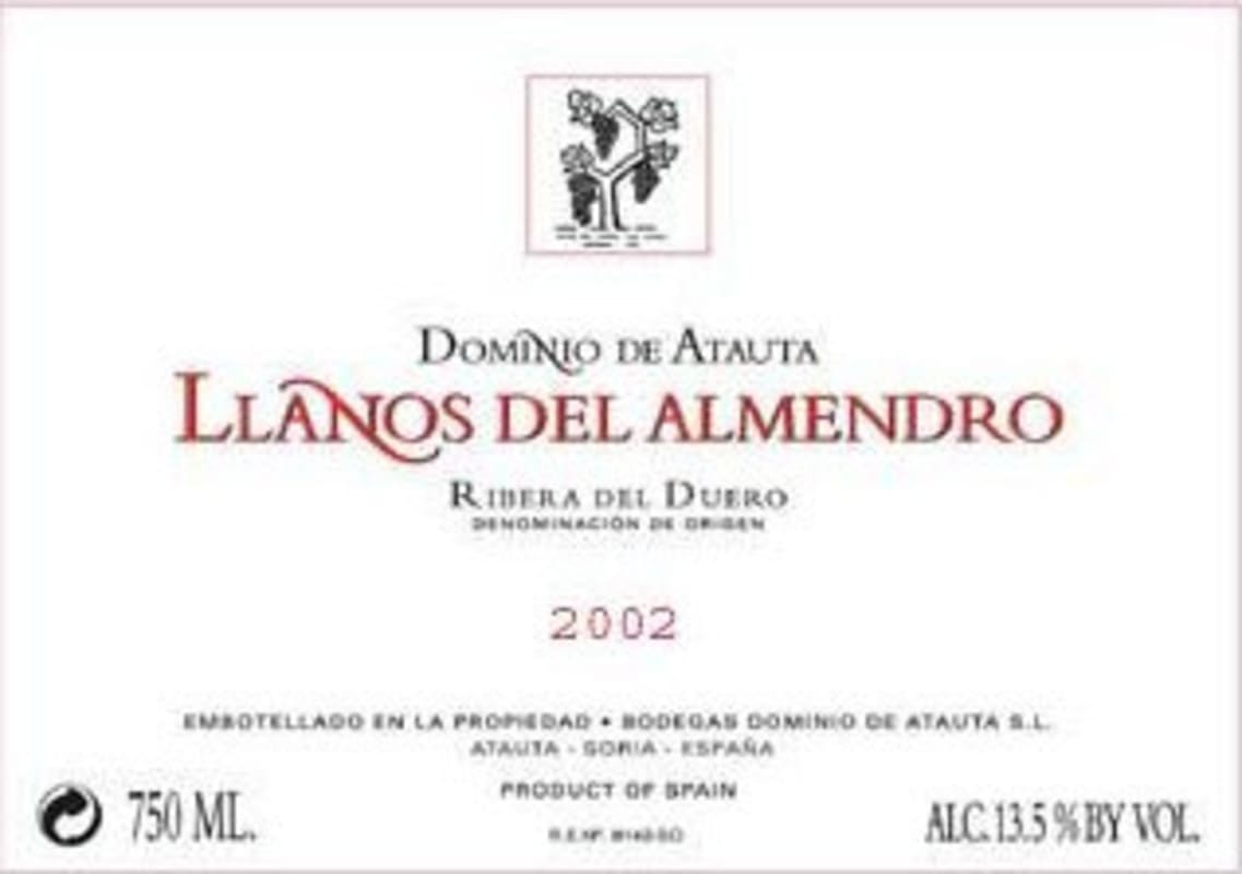 Dominio de Atauta Llanos del Almendro 2002 Front Label