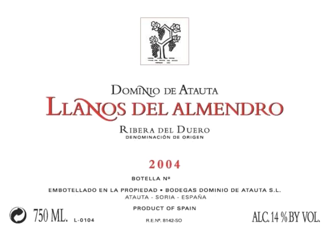 Dominio de Atauta Llanos del Almendro 2004 Front Label