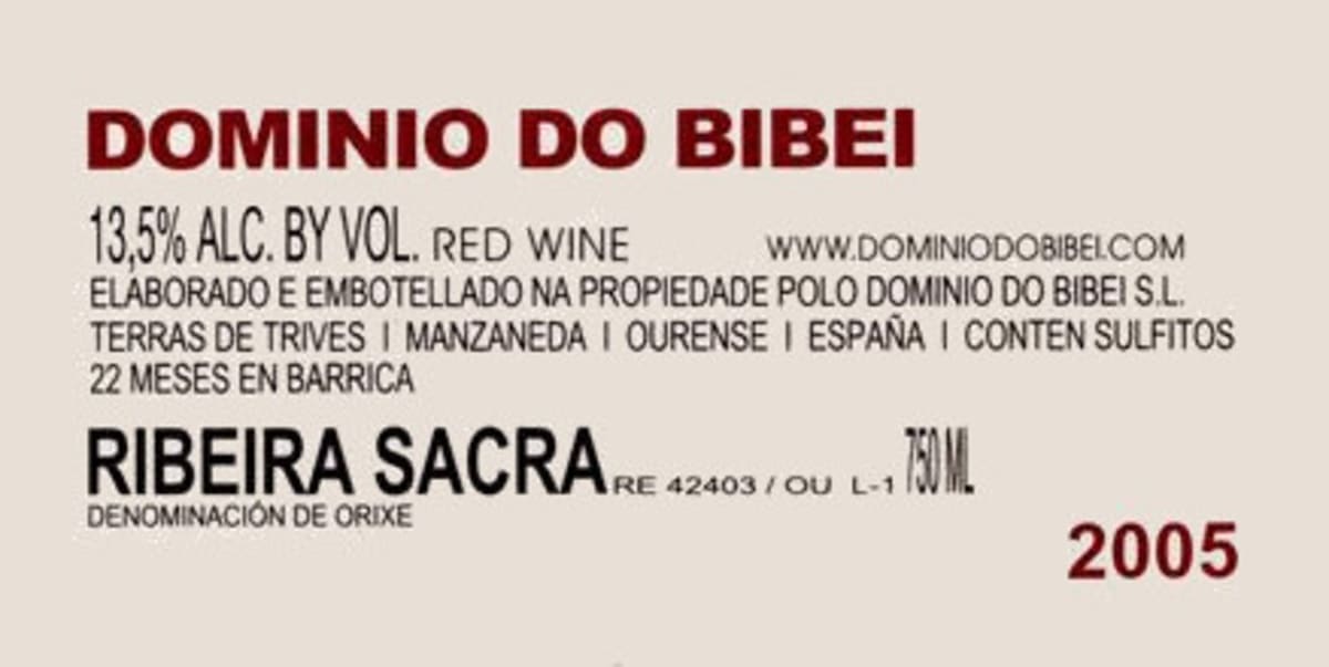 Dominio do Bibei Brancellao 2005 Front Label