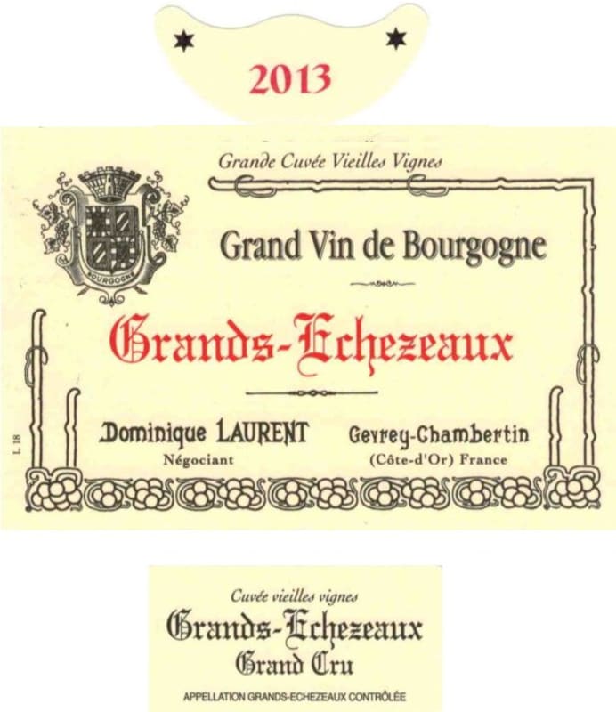 Dominique Laurent Grands-Echezaux Grand Cru 2013 Front Label