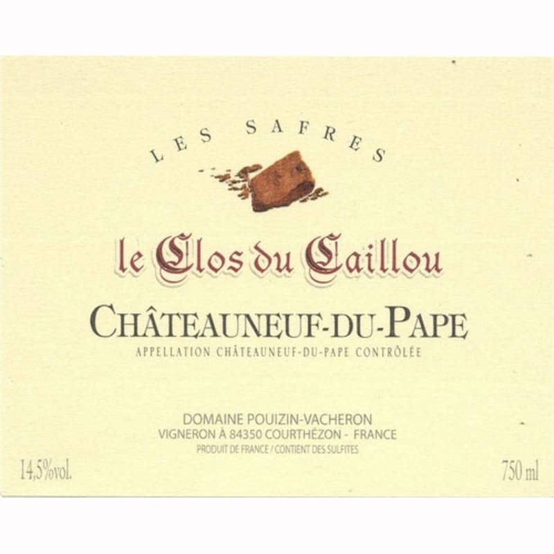 Clos du Caillou Chateauneuf-du-Pape Les Safres 2009 Front Label