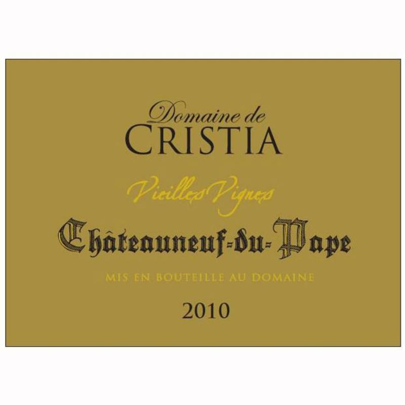 Domaine de Cristia Chateauneuf-du-Pape Vieilles Vignes Blanc 2010 Front Label