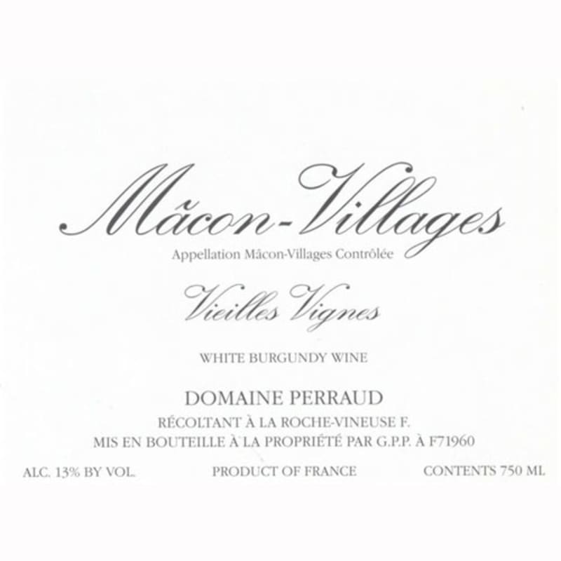 Domaine Perraud Macon-Villages Vieilles Vignes 2010 Front Label
