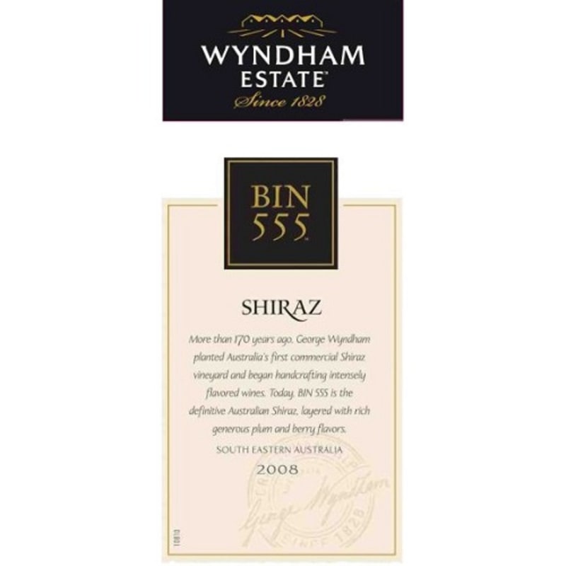 Wyndham Bin 555 Shiraz 2009 Front Label