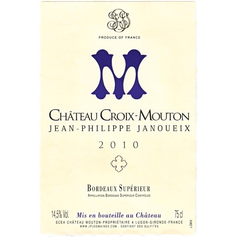 Chateau Croix Mouton Bordeaux Superior 2010 Front Label