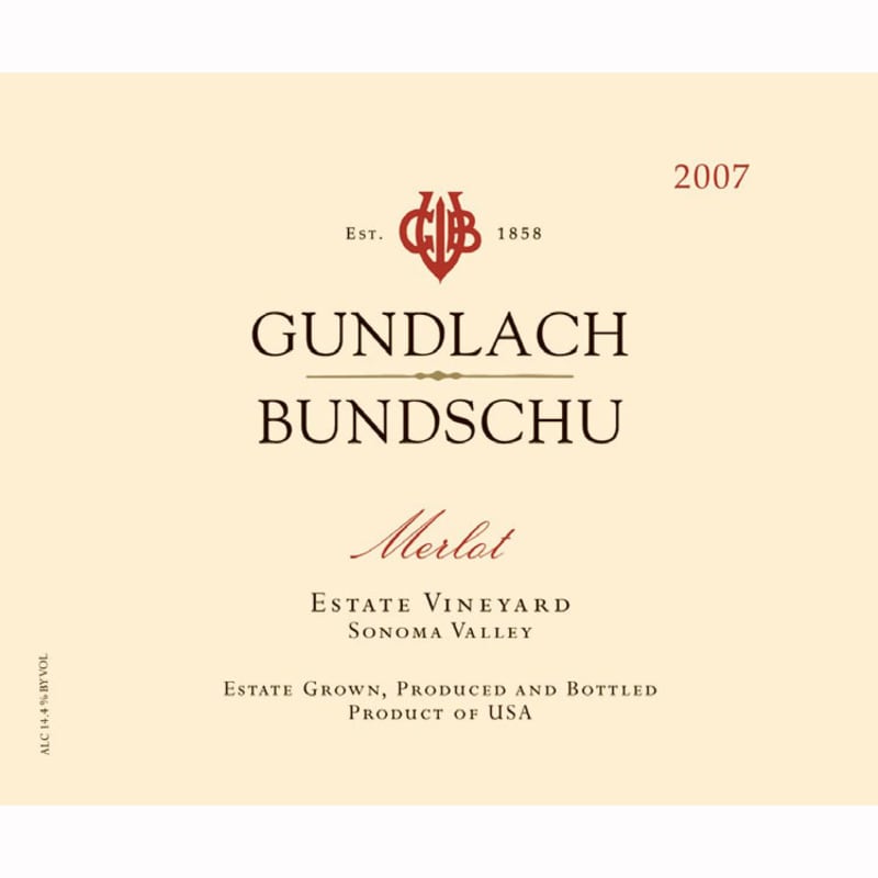 Gundlach Bundschu Merlot 2007 Front Label