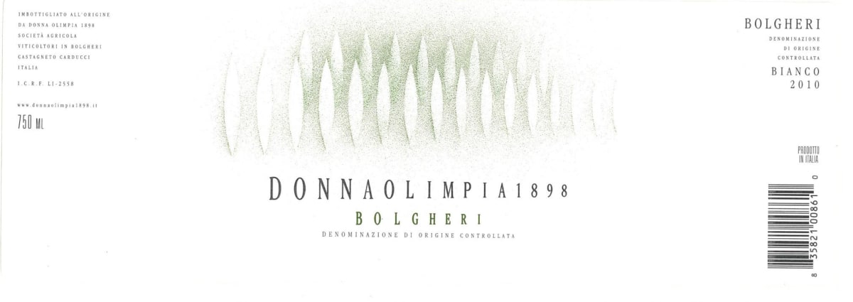 Donna Olimpia 1898 Bolgheri Bianco 2011 Front Label