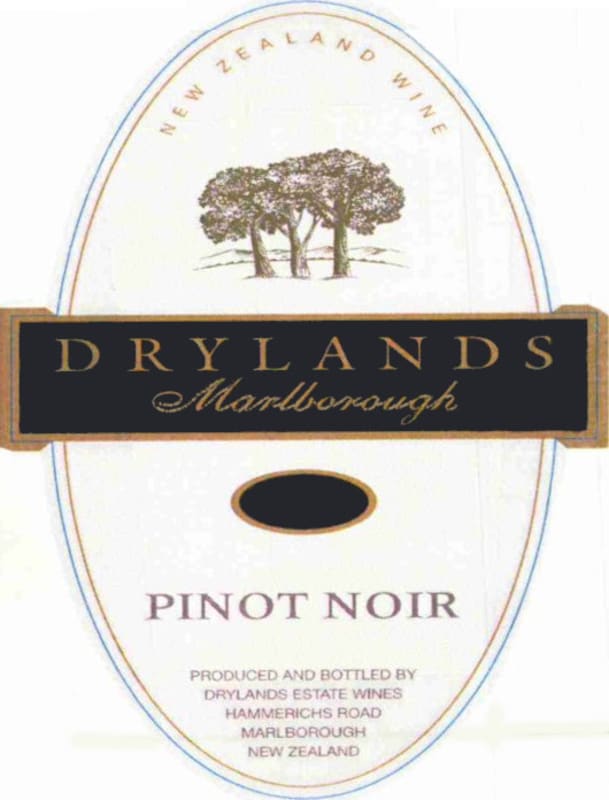 Drylands Pinot Noir 2013 Front Label