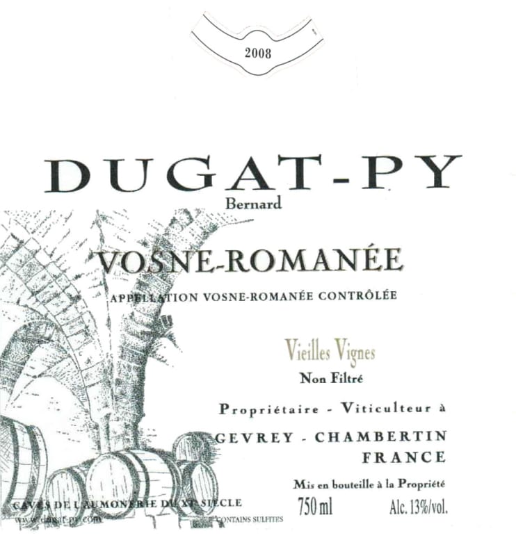 Dugat-Py Vosne-Romanee Vieilles Vignes 2008 Front Label