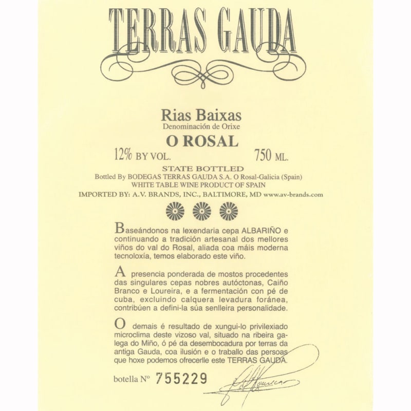 Terras Gauda O Rosal Albarino Blend 2010 Front Label