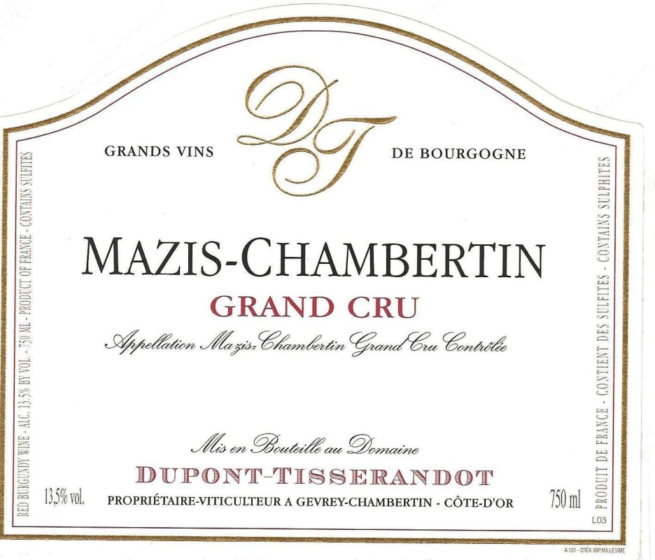 Dupont Tisserandot Mazis-Chambertin Grand Cru 2012 Front Label