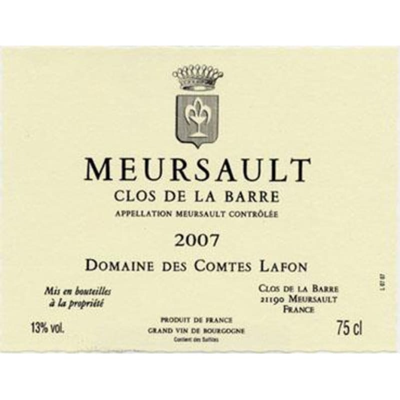 Domaine des Comtes Lafon Meursault Clos de la Barre 2007 Front Label
