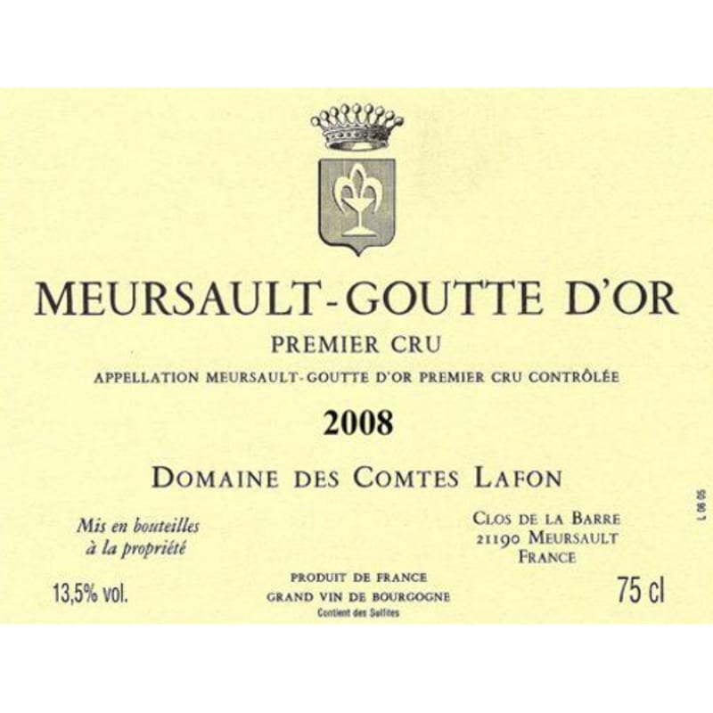 Domaine des Comtes Lafon Meursault Goutte d'Or 2008 Front Label