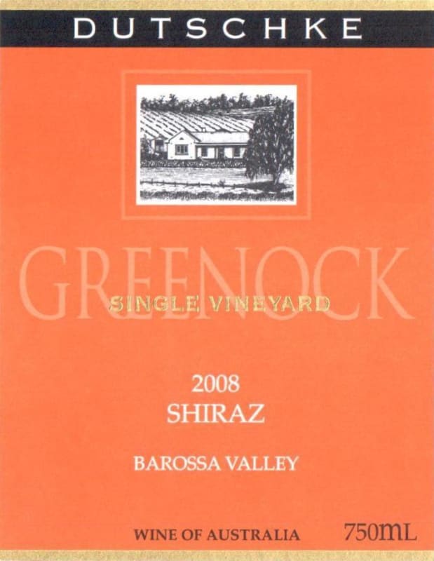 Dutschke Greenock Shiraz 2008 Front Label