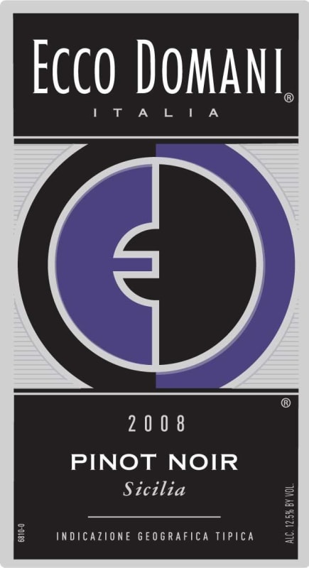Ecco Domani Sicilia Pinot Noir 2008 Front Label