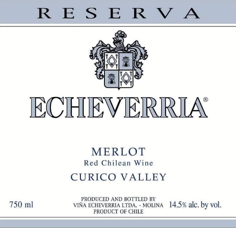 Echeverria Reserva Merlot 2013 Front Label