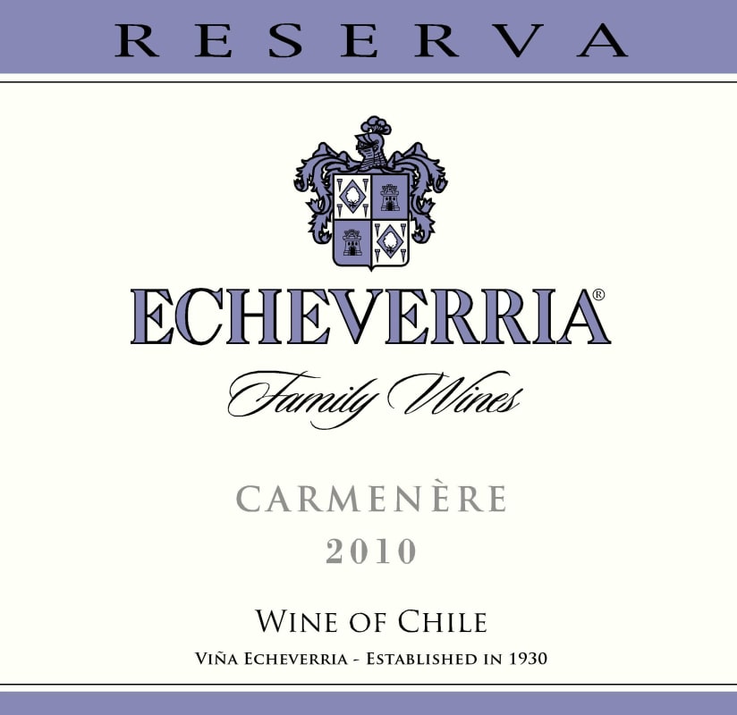 Echeverria Reserva Carmenere 2010 Front Label