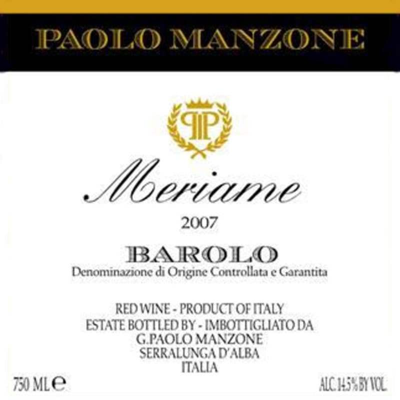 Manzone Barolo Meriame 2007 Front Label