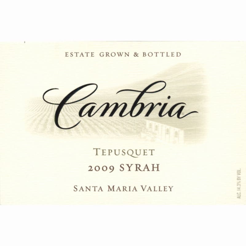 Cambria Tepusquet Vineyard Syrah 2009 Front Label