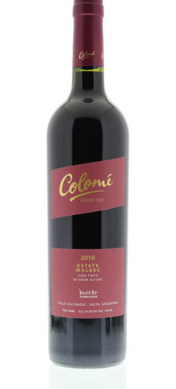 Bodega Colome Estate Malbec 2010 Front Bottle Shot