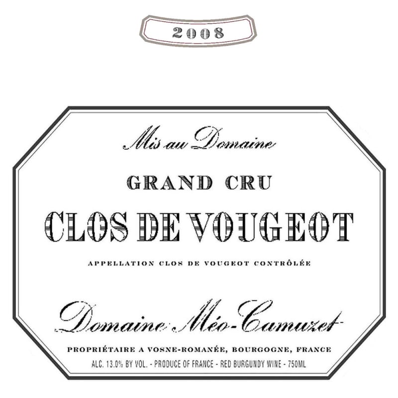 Domaine Meo-Camuzet Clos de Vougeot 2008 Front Label