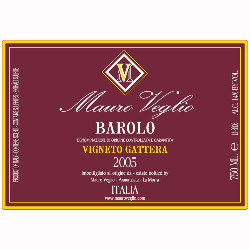 Mauro Veglio Barolo Gattera 2005 Front Label