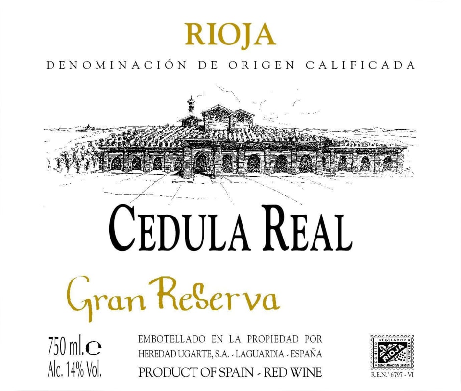 Heredad Ugarte Cedula Real Gran Reserva 2009 Front Label