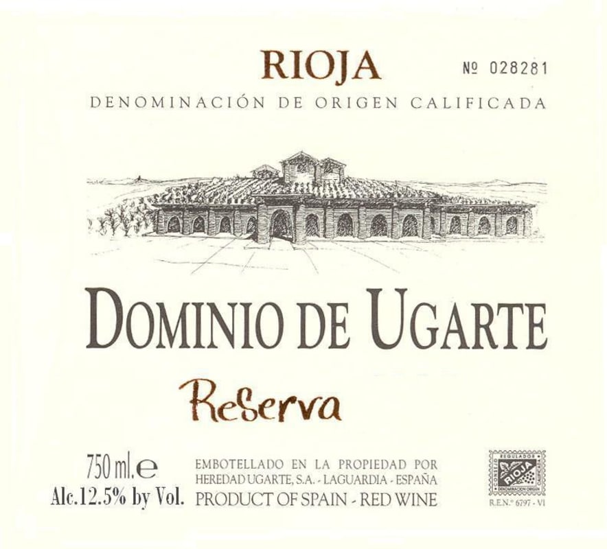 Heredad Ugarte Reserva 1999 Front Label