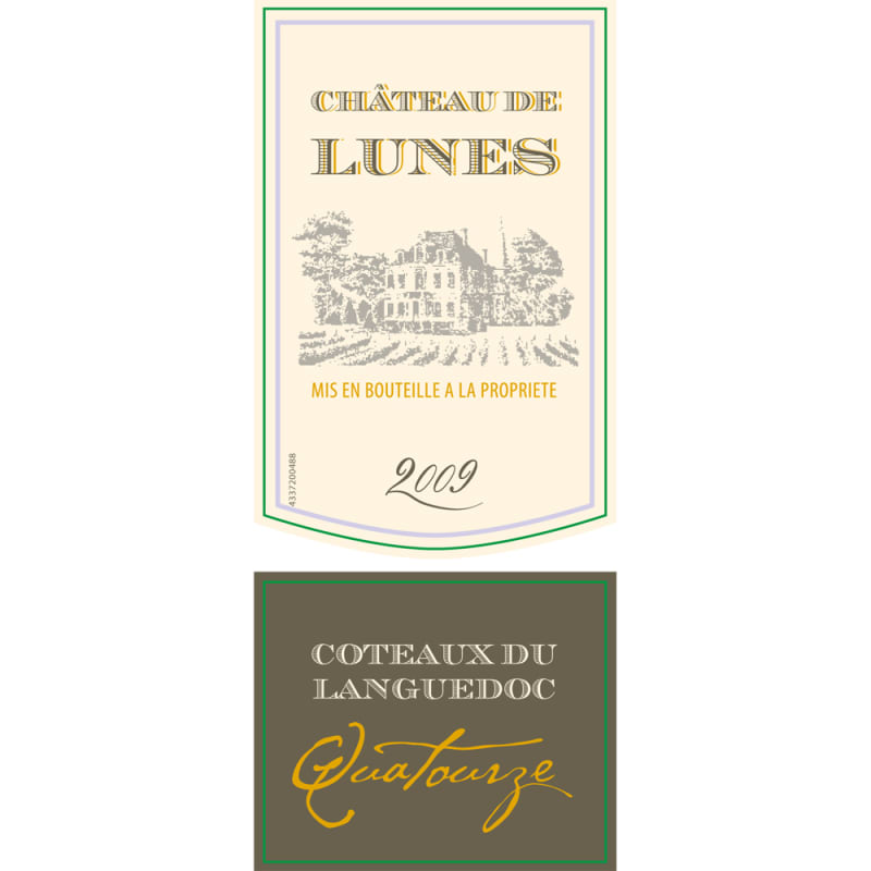 Chateau de Lunes Quatourze Coteaux du Languedoc 2009 Front Label