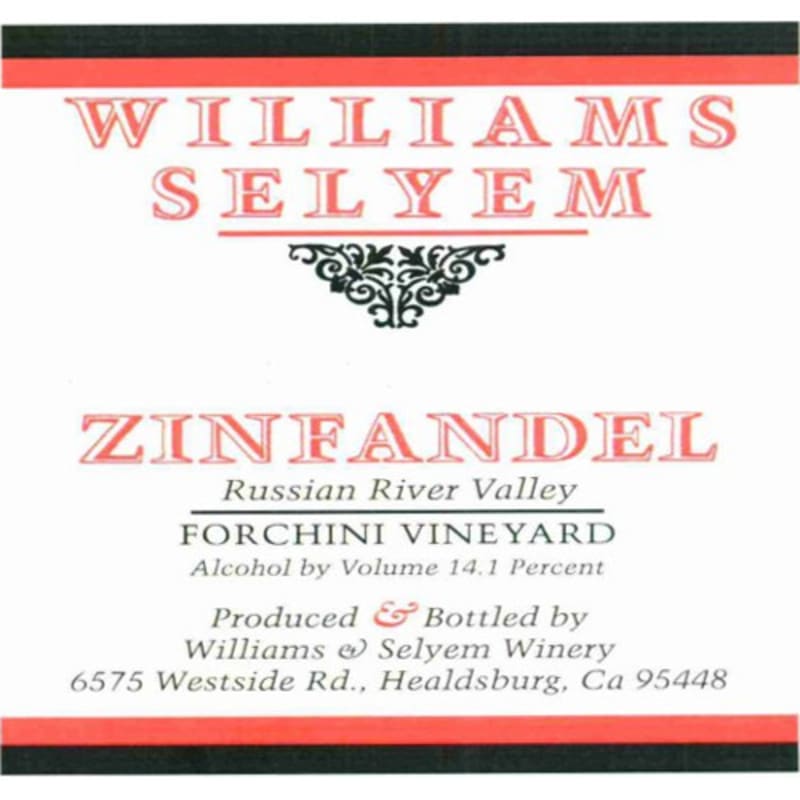 Williams Selyem Forchini Vineyard South Knoll Zinfandel 2009 Front Label