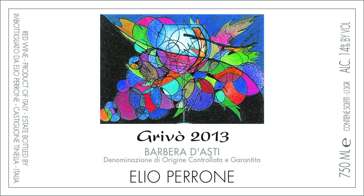 Elio Perrone Grivo Barbera d'Asti 2013 Front Label