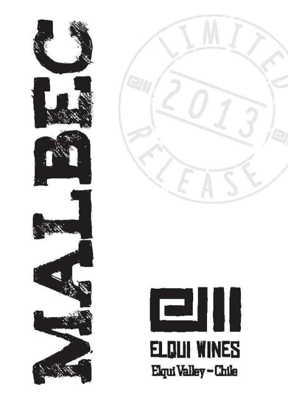 Elqui Malbec 2013 Front Label