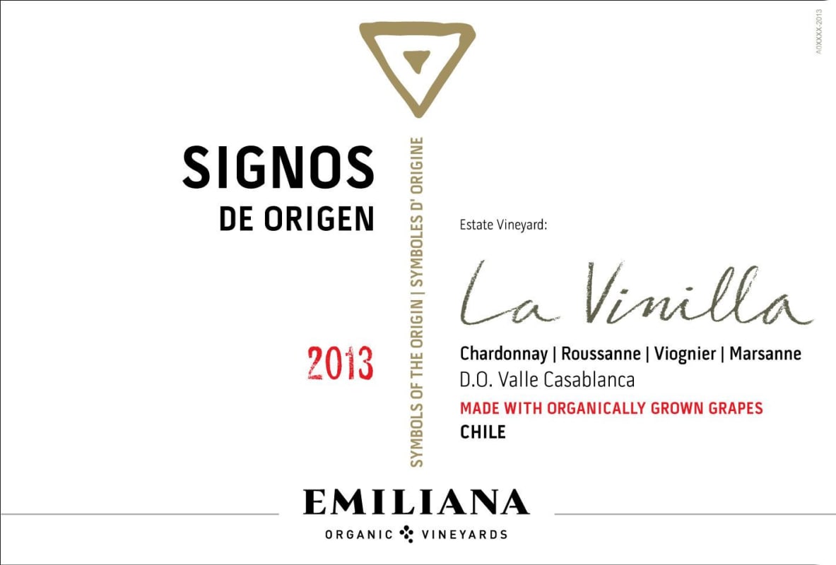 Emiliana Signos de Origen La Vinilla Chardonnay / Viognier / Marsanne / Roussanne 2013 Front Label