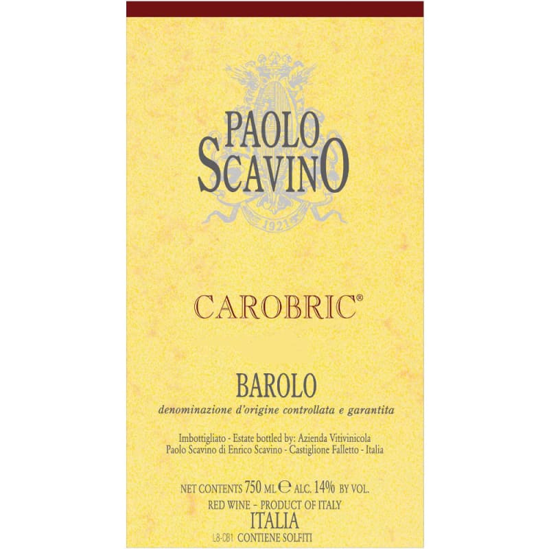 Paolo Scavino Barolo Carobric 2007 Front Label