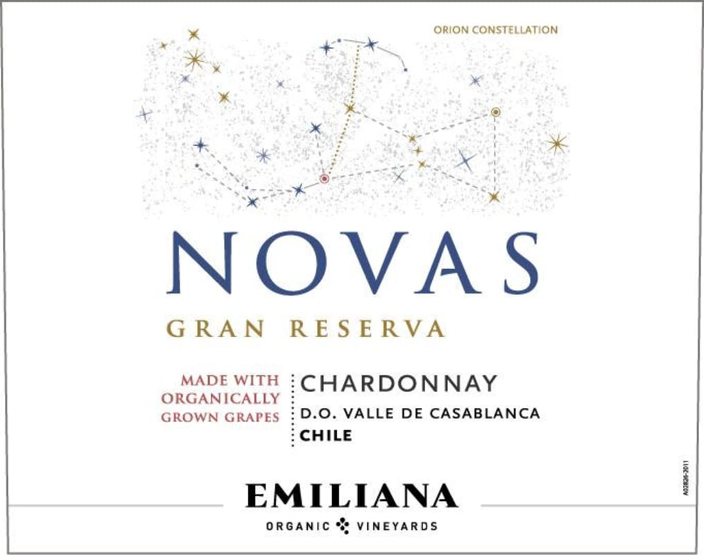 Emiliana Novas Gran Reserva Chardonnay 2014 Front Label