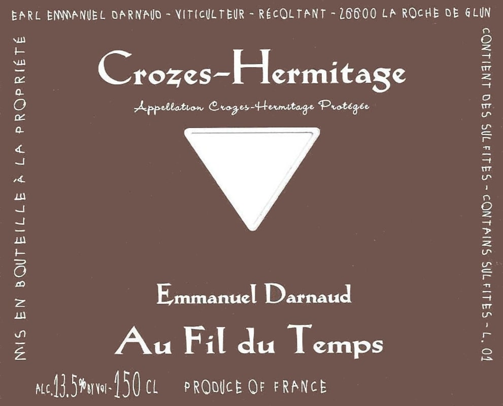 Emmanuel Darnaud Crozes-Hermitage Au Fil du Temps 2012 Front Label