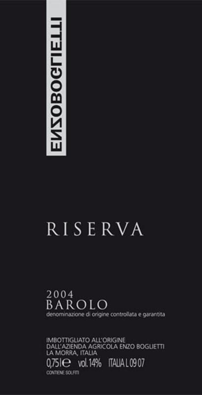 Enzo Boglietti Barolo Riserva 2004 Front Label