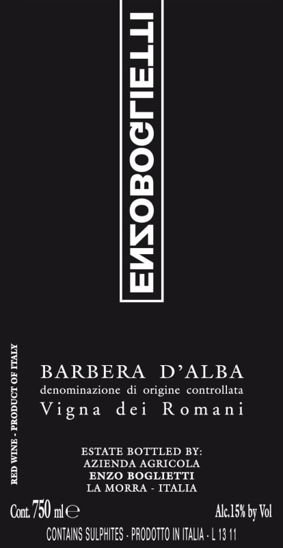 Enzo Boglietti Barbera d'Alba Vigna dei Romani 2011 Front Label