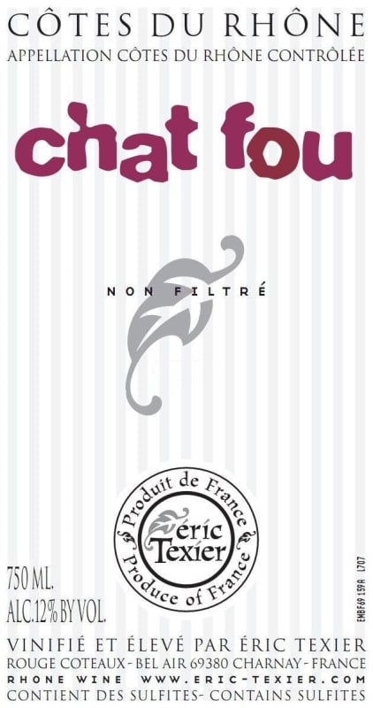 Eric Texier Chat Fou 2013 Front Label