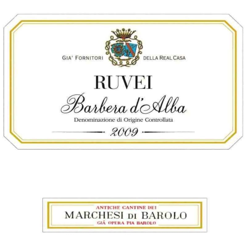 Marchesi di Barolo Barbera d'Alba Ruvei 2009 Front Label