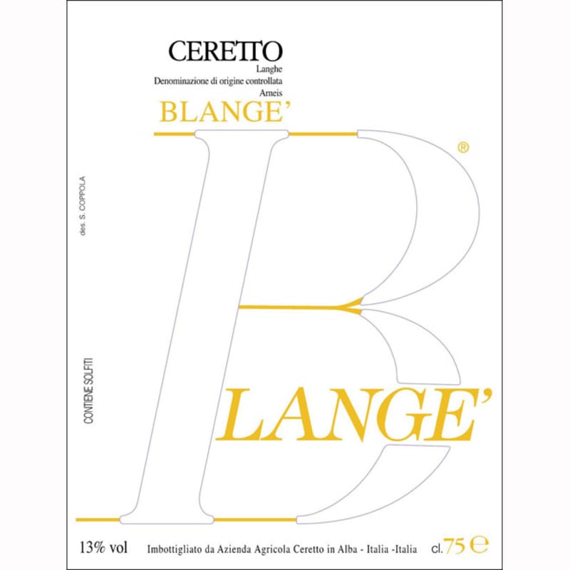 Ceretto Arneis Blange 2011 Front Label