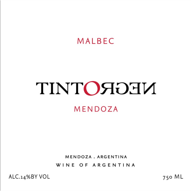 TintoNegro Mendoza Malbec 2010 Front Label