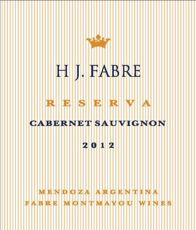 Fabre Montmayou H J. Fabre Reserva Cabernet Sauvignon 2012 Front Label
