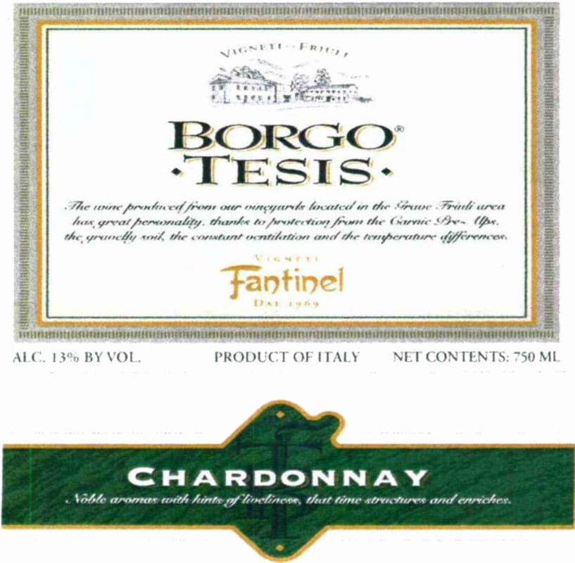 Fantinel Borgo Tesis Chardonnay 2014 Front Label