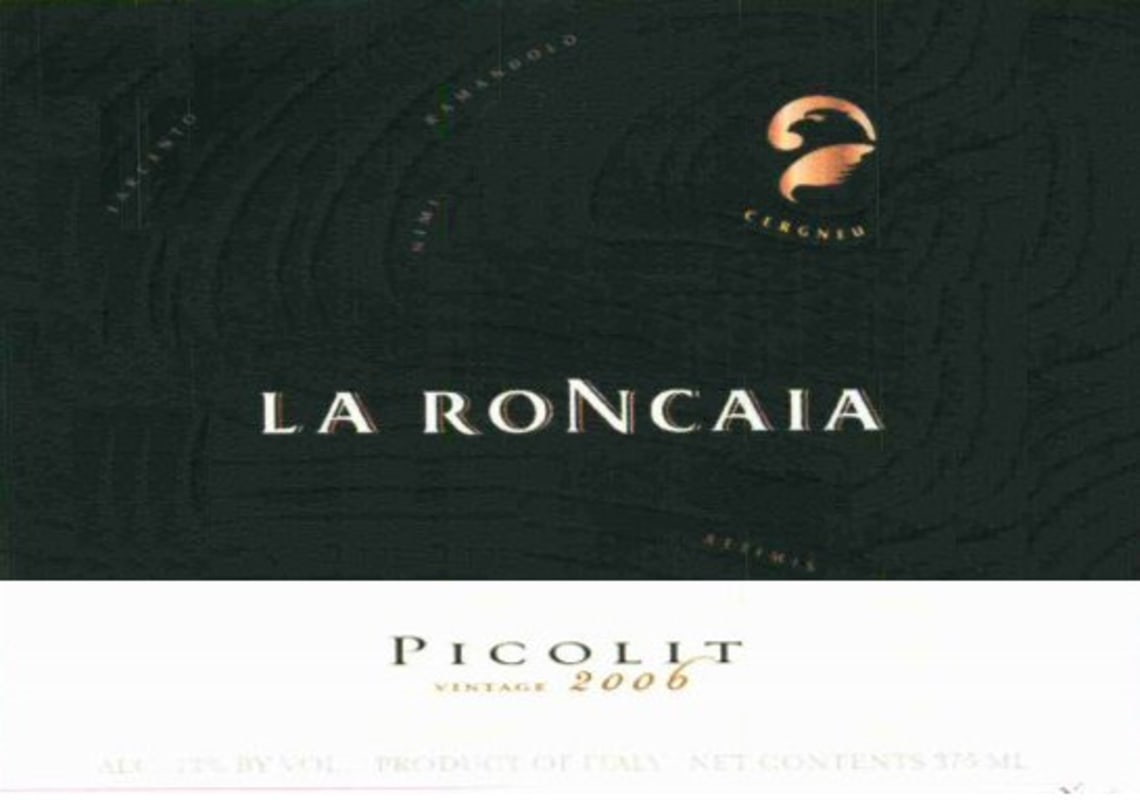 Fantinel La Roncaia Picolit 2006 Front Label